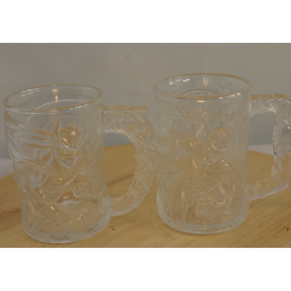 Vintage 1995 McDonalds Batman Forever Glass Mugs Set of 2 Batman & Robin France - Picture 11 of 16